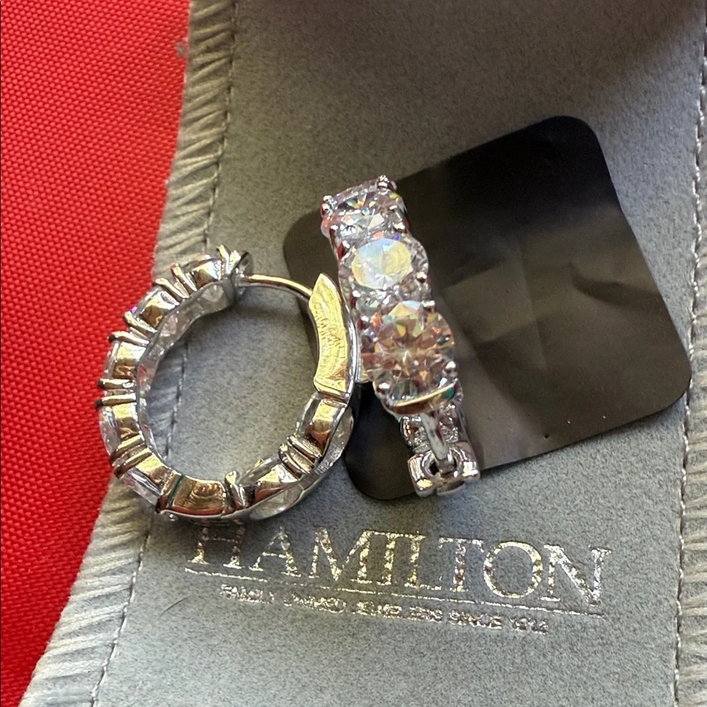Hamilton Silver Crystal Hoop Earrings - Picture 1 of 3